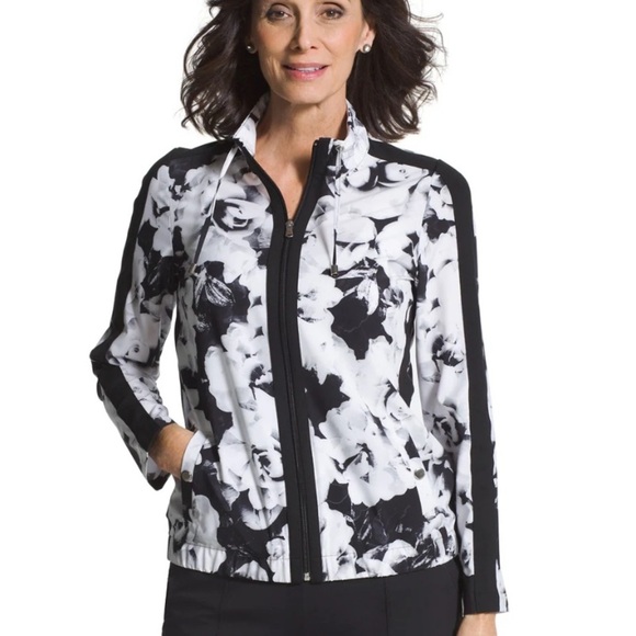 Chico's Zenergy Neema Black and White Floral Jacket - Picture 4 of 7